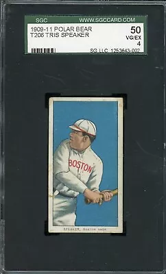 1909-11 T206 Baseball Tris Speaker Polar Bear SGC 4 • $3600