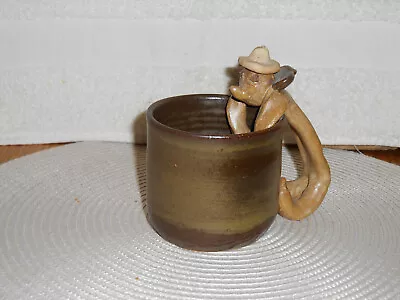 Vintage Art Pottery Stoneware Cup/Mug With Figure Handle Maybe Mahon • $24.95