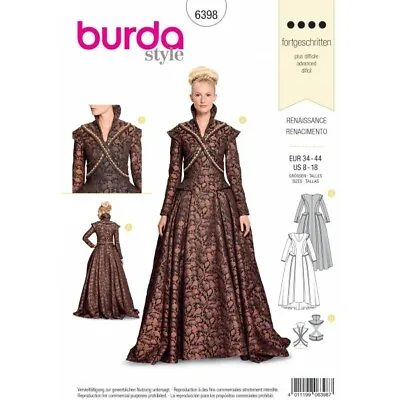 Burda Sewing Pattern 6398 Woman's Renaissance Fancy Dress Costumes • £15