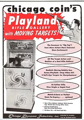 Playland 1959 Arcade Game FLYER Vintage Rifle Shooting Gallery Promo Retro Art • $18.70