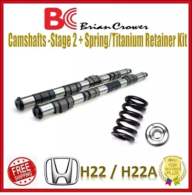 Brian Camshafts Stage 2 + Spring / Titanium Retainer Kit For Honda H22 / H22A • $1031.09