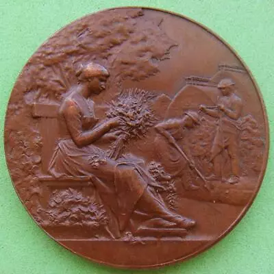 Art Nouveau Woman Flowers Fruits Horticulture Award Copper Medal By VERNON + Box • $19.99