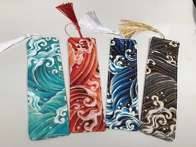 Japanese Book Marks Waves Style Fabric Handmade Lovely Gift Teachers Gift • £2.99