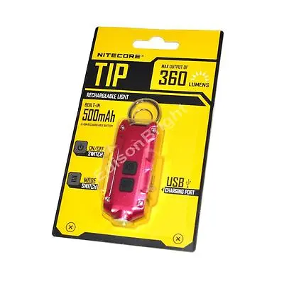 NITECORE TIP Red 360 Lumen Micro USB Rechargeable Cree LED Keychain Light • $29.95