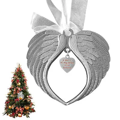 Memorial Christmas Ornament A Piece Of My Heart Is In Heaven Angel Wings Pendant • $8