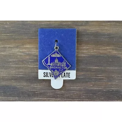 Vintage Washington D.C. Pendant Silver Plate Blue Enamel • $16