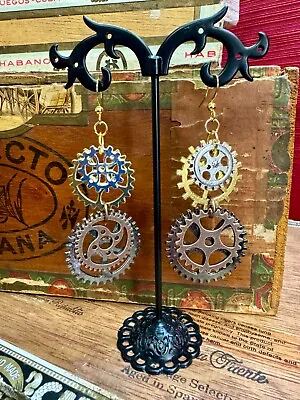 Steampunk Industrial Gears Dangle Hook Earrings For All Occasions. Fun! • $9.99