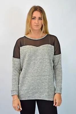 $18.67 • Buy URBAN OUTFITTERS Grey Tunic Top Long Sleeve Black Mesh Shoulder