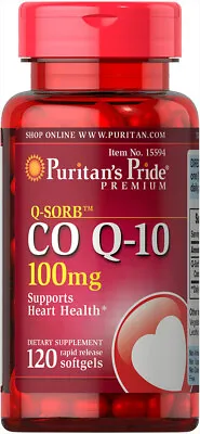 Puritan's Pride Q-SORB Co Q-10 100 Mg - 120 Rapid Release Softgels • $11.99