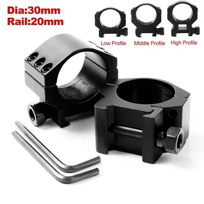 Pair 30mm Scope Ring Mounts Low/Middle/High Profile Picatinny Weaver Rail Mount • $13.99