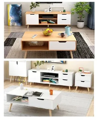 $47.60 • Buy TV Stand Entertainment Unit Cabinet Storage Drawer And Coffee TableTwo Color
