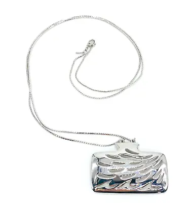 Vintage Monet Silver Tone Pendant Necklace Rectangle Open Work Signed • $20.67