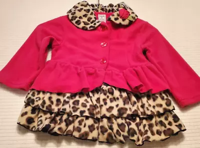 Mack And Co Girls Pink  Leopard Fleece Dress Coat Jacket Size 2T Pit To Pit 13  • $21.99