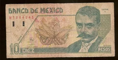 1996 $10 Mexican Pesos Bill From Mexico Billete De Dinero De 10 Banknote Zapata • $2.85