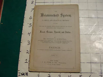 1800's The Meisterschaft System By Richard Rosenthal FRENCH Part V I K Funk & C • $23.22