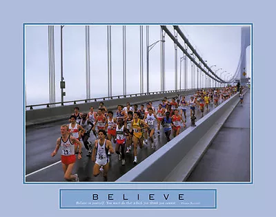 BELIEVE Motivational Inspirational Marathon RUNNING POSTER 22x28 Print • $19.99