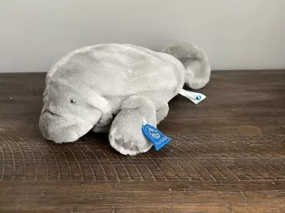 Seaworld 14 Inch Gray Manatee Plush Hand Puppet Squeaker New Sea Cow Gray • $19.95