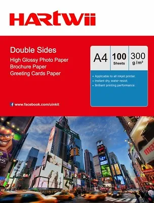 $34.99 • Buy 100 Sheets A4 300Gsm Thick Double Sided Glossy Inkjet Paper Photo Paper Printing