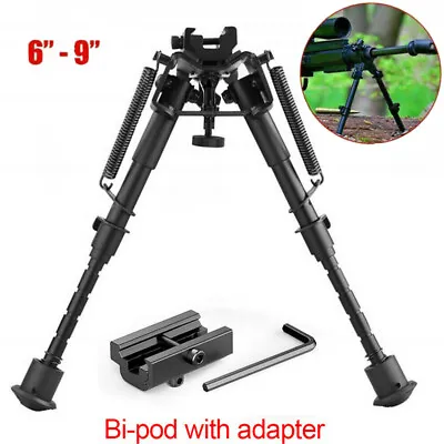 6-9 Inch Adjustable Rifle Bipod 360° Picatinny Rail Mount Sling Swivel Hunting • £21.89