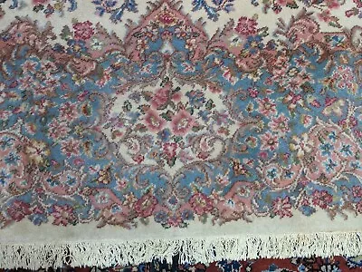Early Karastan 788 Kirman American Wool Large Rug 11'6 X 12' Floral Blue Pink • $895