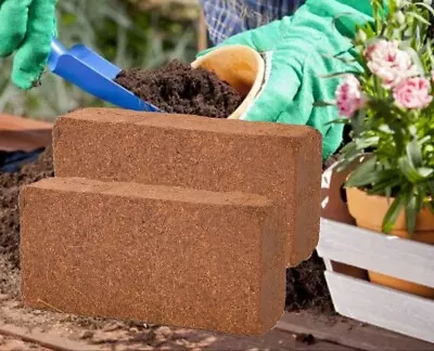 2 Coco Peat Bricks Coir Compost Block 10L Coconut Potting Fibre Compressed Soil • £8.49
