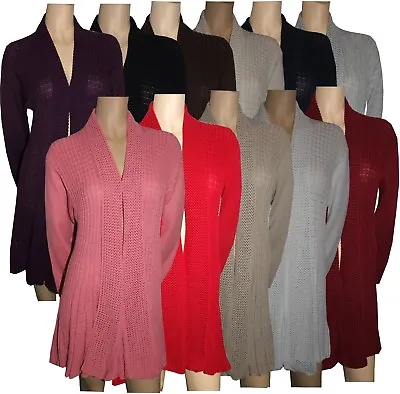 Ladies Women's Knitted Waterfall Cardigans Tops Sweaters Full Sleeves Plus Sizes • £11.99