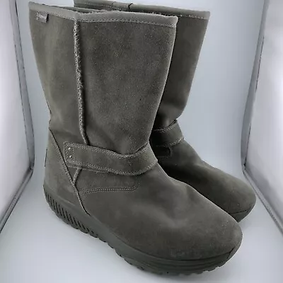 SKECHERS Boots Women's 9.5 Gray SHAPE UPS Winter Faux Fur Lined Snow Wedge • $35