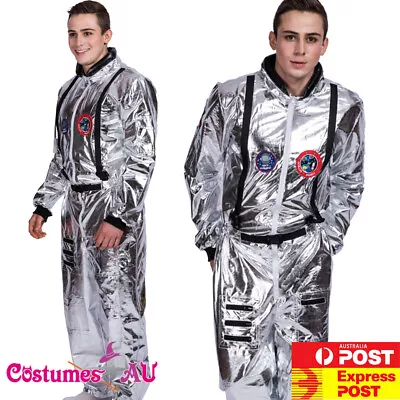 Mens Spaceman Costume Adult Astronaut Fancy Dress Space Man Nasa Outfit Jumpsuit • $27.92