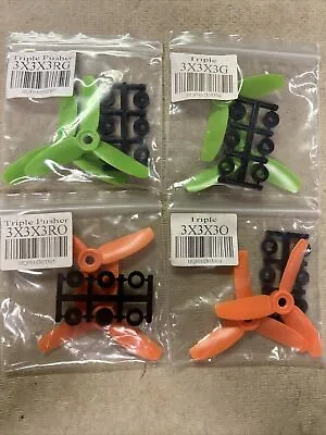 HQ Prop Tri-Blades 3x3x3 GREEN & ORANGE MultiRotor Propeller 4 Packs Lot • $24.95