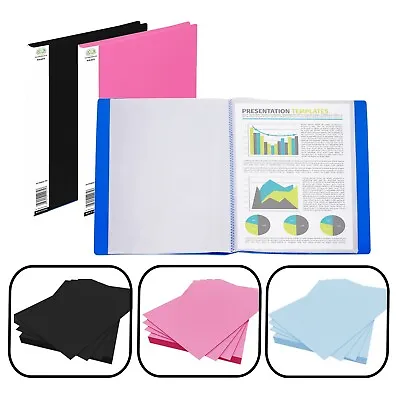 A4 Display Folder With Coloured Card Paper Artwork Presentation Portfolio Book • £8.89