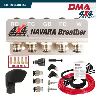 DMA Diff Breather  Kit 5P + Snorkel Sock Nissan Navara D22 D23 Np300 D40 Red • $79