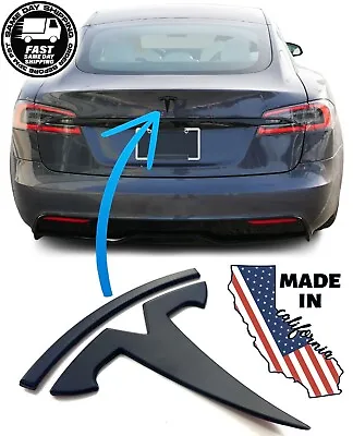 2021-2024 MODEL S REAR  T  Badge Replacement Metal  THIN OEM SPEC  (Matte Black) • $32.81