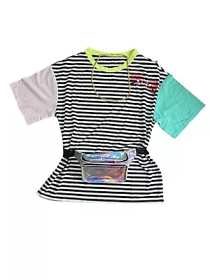 80s/90s Party Costume Kit 80s/90s T-shirt Glasses Bag Necklace Halloween Kit • £13.50