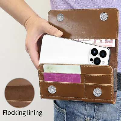 Cell Phone Belt Pack Bag Waist Holster Pouch Case​ Leather Wallet Case Universal • £9.58