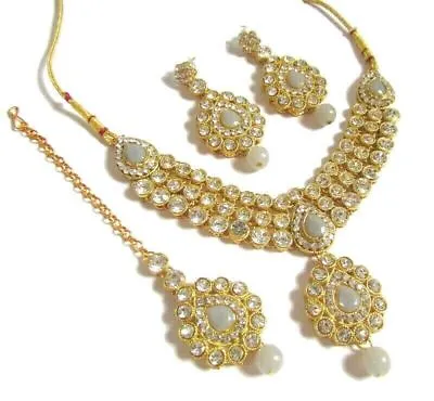 Indian Designer Bollywood Kundan Gold Plated Fashion Bridal Jewelry Necklace Set • $23.32