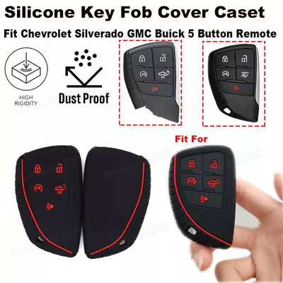 Silicone Key Fob Cover Case For Chevrolet Silverado GMC Buick 5 Button Black • $7.99