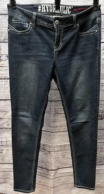 $23.95 • Buy Hydraulic Jeans Womens 13/14 Lola Curvy Skinny Embroidered Dark Blue