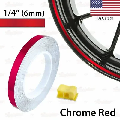 1/4  6mm PIN STRIPE Car Wheel Rim TAPE Decal Vinyl Sticker With Tool CHROME RED • $9.95