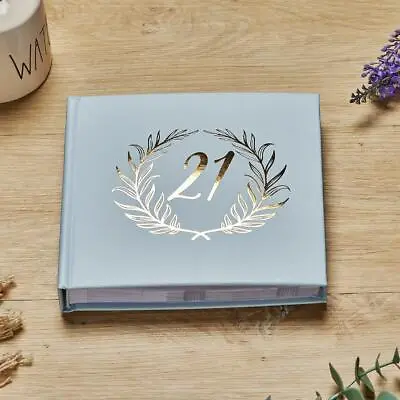 21st Birthday Blue Photo Album Gold Laurel Wreath • £15.99