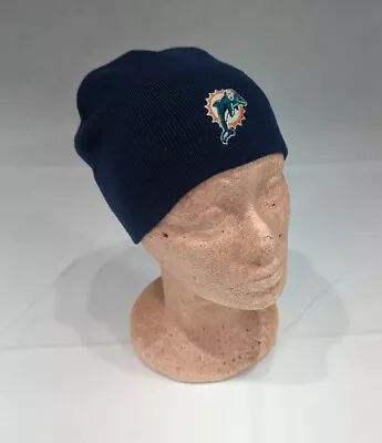 Vintage NFL Miami Dolphins Reebok Navy Blue Adult Winter Knit Hat Cap Beanie • $27.99