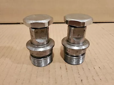 Vintage Harley Shovelhead Wide Glide Fork Tube Chrome Plugs & Caps 1 3/8  H4 • $59.99