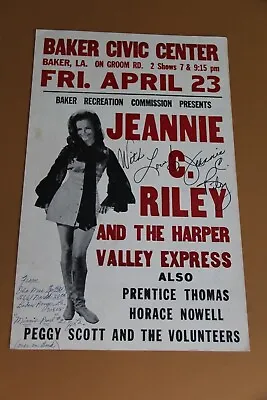 Lovely Jeannie C. Riley Signed Concert Poster Bakerla. Also Signed Minnie Pearl • $795