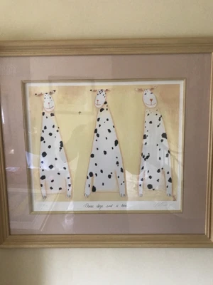 £150 • Buy Makenzie Thorpe Limited Edition Framed Art Print THREE DOGS AND A BEE Signed