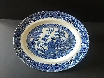 Vintage W.R. Midwinter Ltd Blue Willow 12  Oval Serving Plate Platter England • $19.99