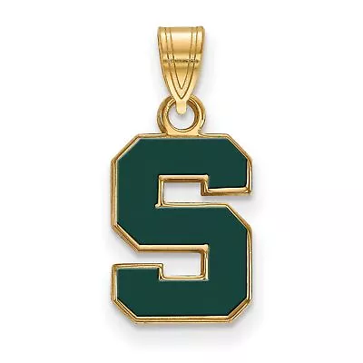 Michigan State Spartans Green School Letter Logo Pendant Gold Plated Silver • $59.99