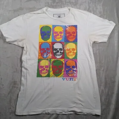 Vurt Short Sleeve Graphic White Many Skulls Retro Shirt Skate/Surf - Size: Med • $18.50