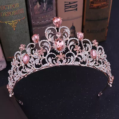 7.3cm Tall 7 Colours Heart Crystal Wedding Bridal Queen Pageant Prom Tiara Crown • £13.79