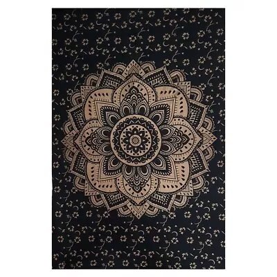 Gift Black Printed Cotton Tapestry Hippie Twin Mandala Wall Hanging • $12.99