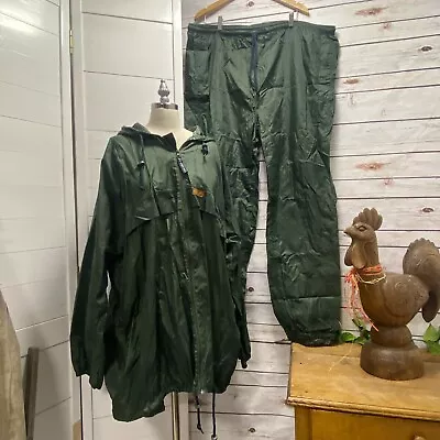 Coleman Mens 2 Piece Rain Suit W Hood 2XL XXL Forest Green Camping Hiking Gear • $25