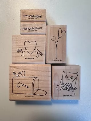 Stampin' Up! Set Of 6 Wooden Rubber Stamps  Love Owl - Ways  Birds Mailbox Heart • $2.99